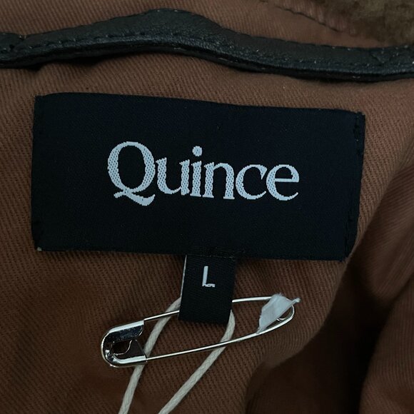 NWT Quince Shearling Collar Leather Flight Jacket Mens L Rich Brown - Picture 8 of 16